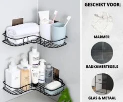HouseLife™ Doucherek Zonder Boren - Zwart - Zelfklevend - Douchemand - Badkamer Doucherek – 30 Cm - Incl. 2 Sterke Muurstickers -Badkamer Product Winkel 1200x1000 9