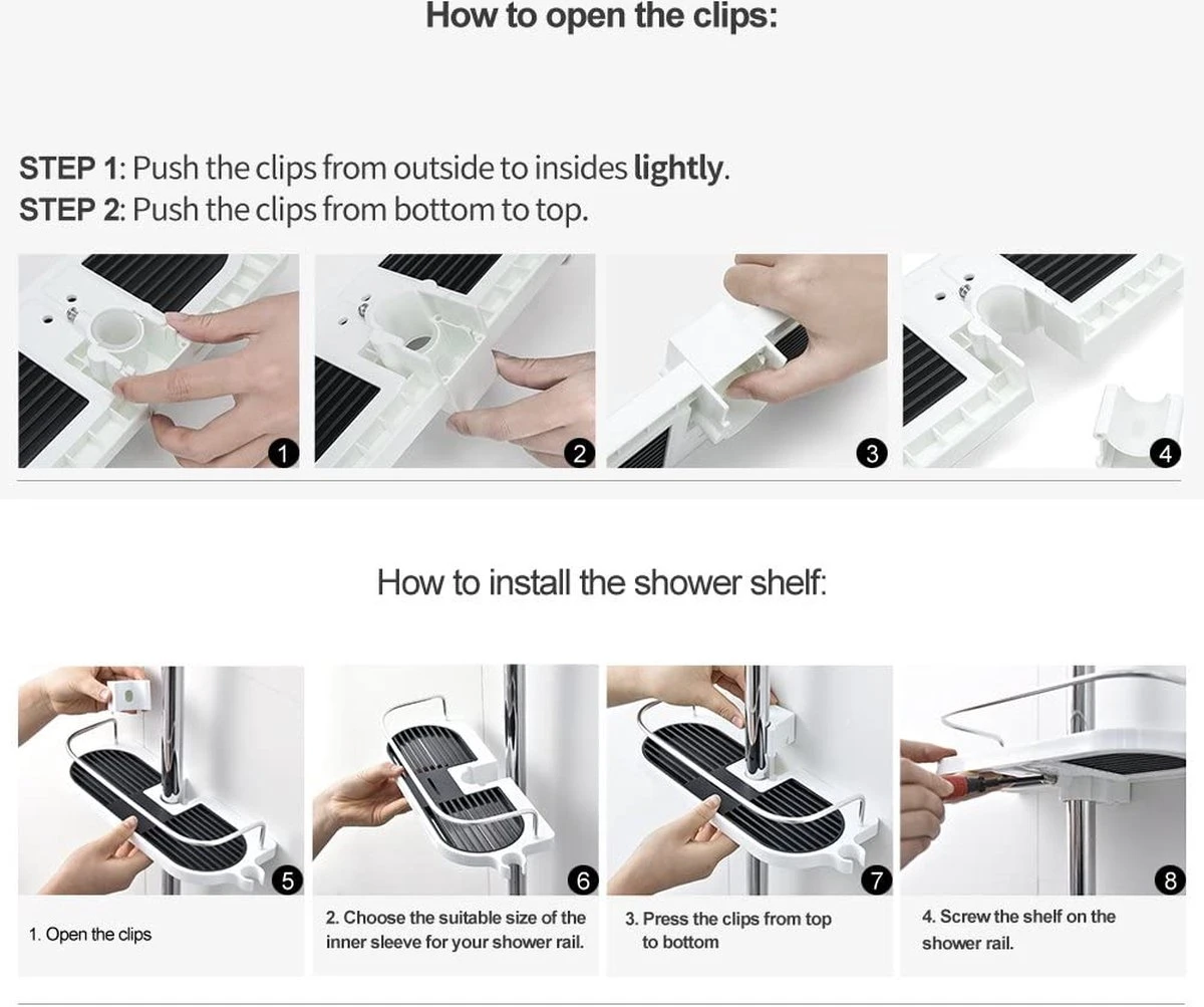 BOTC Doucherek - Zonder Boren - Doucherek Hangend – Badkamer Organizer – Douche Organizer - Doucherekje 9 BOTC Doucherek - Zonder Boren - Doucherek Hangend – Badkamer Organizer – Douche Organizer - Doucherekje - Afbeelding 7