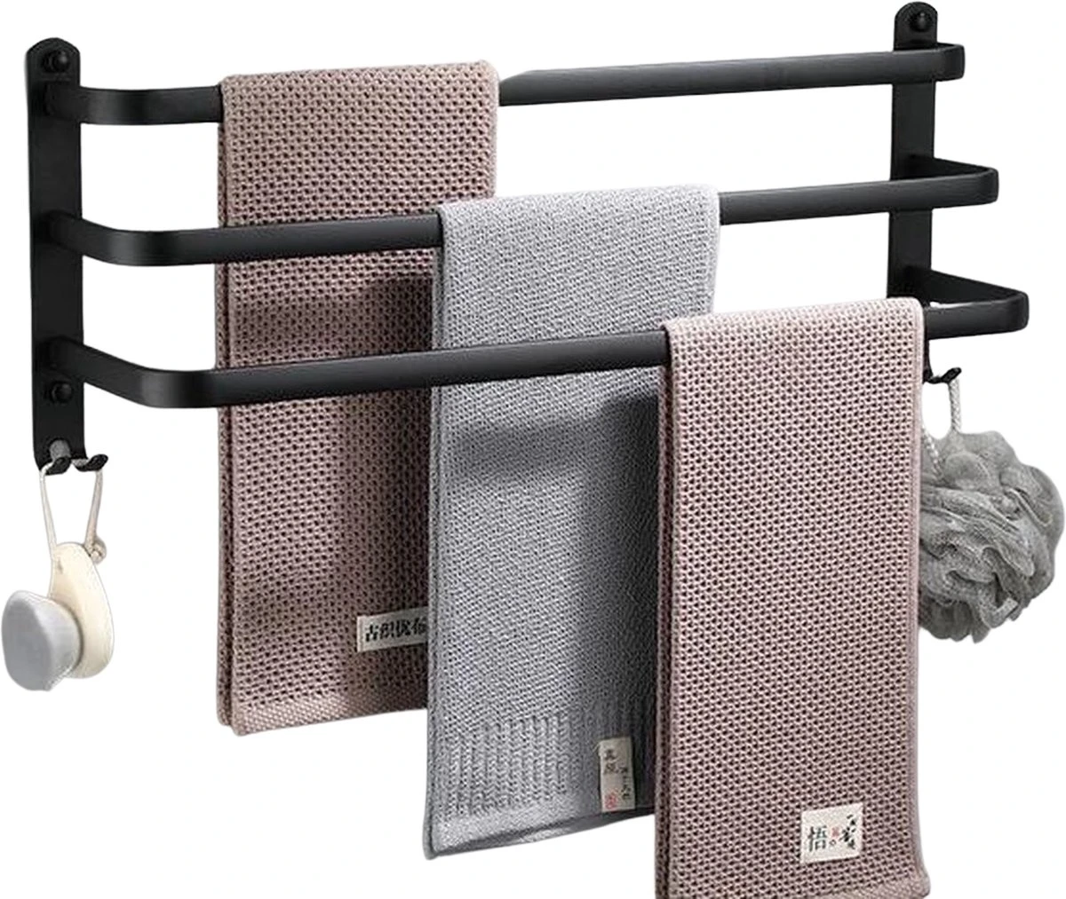 Nolad® Handdoekrek 3-armig - Handdoekhouder - Handdoekenrek - Zwart 3 Nolad® Handdoekrek 3-armig - Handdoekhouder - Handdoekenrek - Zwart