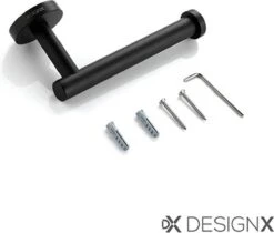 DesignX Toiletrolhouder Zwart - WC Rolhouder - Matte - Papier - Houder - Incl. Schroeven -Badkamer Product Winkel 1200x1021