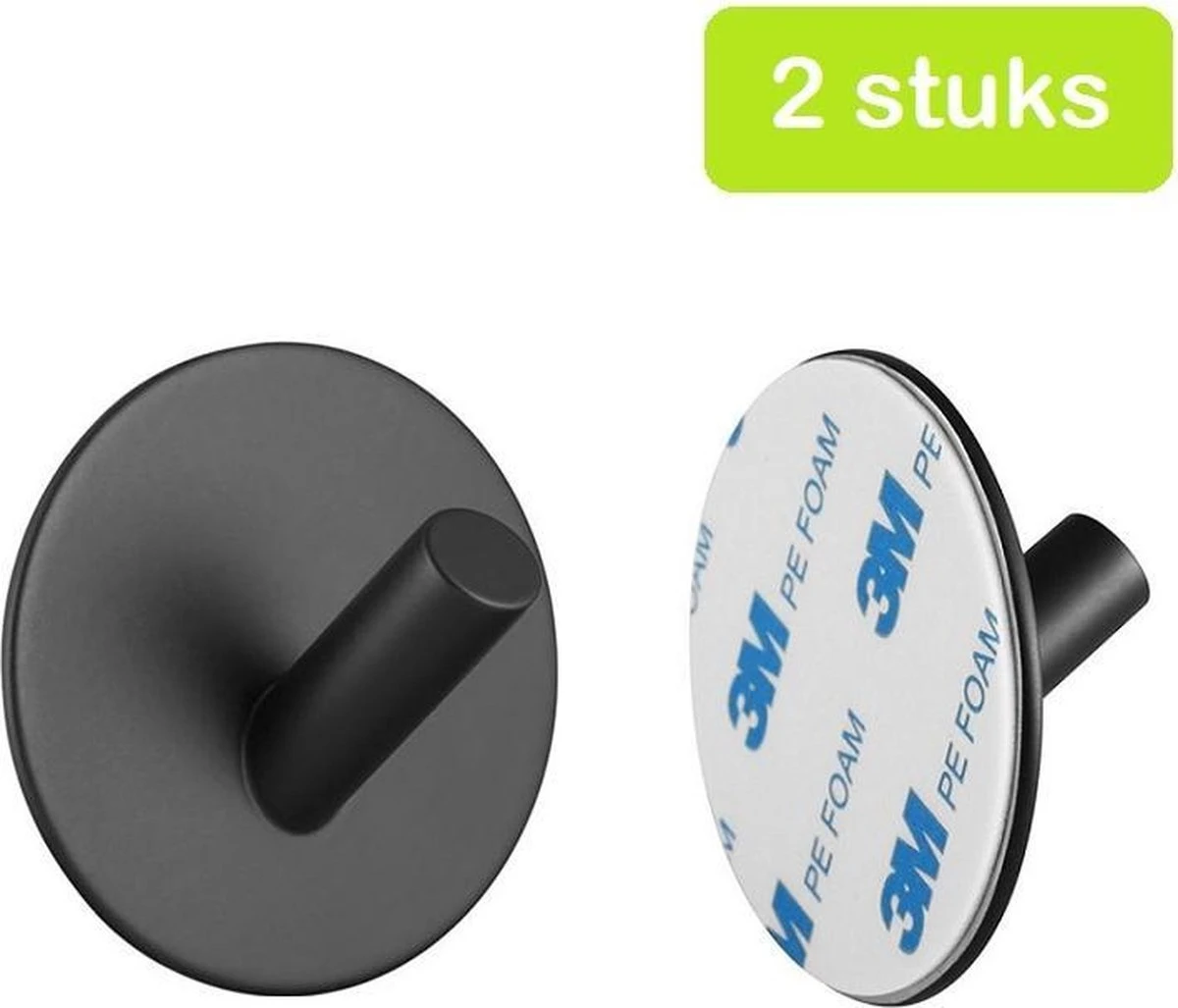 Handdoekhaakjes Zelfklevend - Zwart - Haakjes Handdoek 2st - Badkamer & Keuken 3 Handdoekhaakjes Zelfklevend - Zwart - Haakjes Handdoek 2st - Badkamer & Keuken