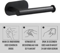 Toiletrolhouder Inclusief Handdoekhaak - Zonder Boren - Zelfklevend - Zwart - Staand -Badkamer Product Winkel 1200x1058