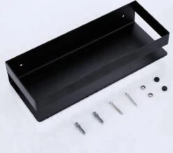 Merkloos Doucherek- Douchemand- Badkamerrek- Badkamer Organiser- Badkamer Organizer-Rekje Voor In De Douche- Badkamer Plank-Rekje Voor Shampoo- RVS- Zonder Boren- Zelfklevend- Rechthoek Vorm- Met Of Zonder Schroeven- Ophangbaar- Met Lijm- 40 Cm- Zwart -Badkamer Product Winkel 1200x1059 3