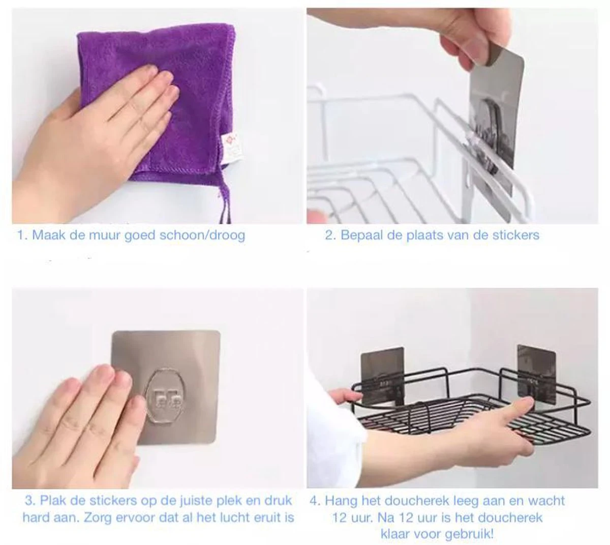 HomeBasics Zelfklevend Doucherek | Zwart | Zonder Boren | Doucherek Met Zuignap | Zuignappen | Doucherek Hoek | Badrek | Douchemandje | Keukenrek | Specerijenrek | Kruidenrek 4 HomeBasics Zelfklevend Doucherek | Zwart | Zonder Boren | Doucherek Met Zuignap | Zuignappen | Doucherek Hoek | Badrek | Douchemandje | Keukenrek | Specerijenrek | Kruidenrek - Afbeelding 2