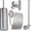 Toiletaccessoireset RVS 4-delig - Luxe Toilet Set - Toiletborstel Met Houder - Toiletrolhouder Met Klep - Reserverolhouder - Handdoekhaak - Zilver - Toiletset -Badkamer Product Winkel 1200x1083