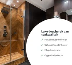 Doucherek Zonder Boren – Badkamer Accessoires – Doucherekje – Douchemand – RVS – Hoekrek – Hangend – Zwart – 2 Stuks -Badkamer Product Winkel 1200x1087 5
