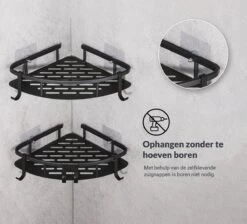 Doucherek Zonder Boren – Badkamer Accessoires – Doucherekje – Douchemand – RVS – Hoekrek – Hangend – Zwart – 2 Stuks -Badkamer Product Winkel 1200x1087 6