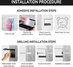 BOTC Toiletrolhouder Met Handdoekhaakjes - Toiletrolhouder - Toiletrolhouder - Zelfklevend / Boren / Zonder Boren - RVS - Zwart 15 BOTC Toiletrolhouder Met Handdoekhaakjes - Toiletrolhouder - Toiletrolhouder - Zelfklevend / Boren / Zonder Boren - RVS - Zwart -Badkamer Product Winkel 1200x1108 5