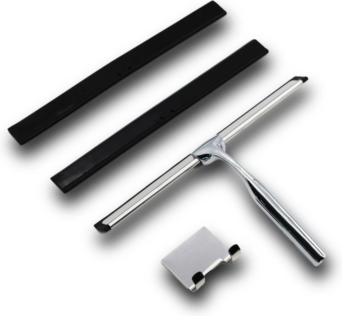 Douchewisser Met Ophanghaak En 2 Extra Strips - Raamwisser Voor Douche - Raamtrekker Chroom 14 Douchewisser Met Ophanghaak En 2 Extra Strips - Raamwisser Voor Douche - Raamtrekker Chroom - Afbeelding 12