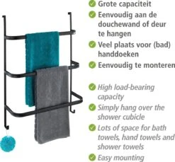 WENKO Handdoekhouder Irpinia 78x55cm Staal Zwart - Handdoekrek - Handdoekenrek Badkamer -Badkamer Product Winkel 1200x1113 1