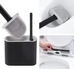 Lopoleis WC Borstel – Toiletborstel – Gesloten Bodem – WC Borstel Met Randreiniger – Siliconen – Zwart – WC Borstel Met Houder – Vrijstaand – Hangend – WC Borstel En Houder -Badkamer Product Winkel 1200x1117 1