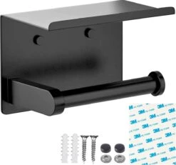 BOTC Toiletrolhouder Met Handdoekhaakjes - Toiletrolhouder - Toiletrolhouder - Zelfklevend / Boren / Zonder Boren - RVS - Zwart 14 BOTC Toiletrolhouder Met Handdoekhaakjes - Toiletrolhouder - Toiletrolhouder - Zelfklevend / Boren / Zonder Boren - RVS - Zwart -Badkamer Product Winkel 1200x1124