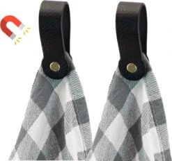 Brute Strength - Leren Magneet Theedoekhaak - Zwart - 2 Stuks - Ophanghaakje - Keukendoekhaakje - Handdoekhaakje - Handdoeklus - Handdoekhanger - Handdoekhaak - Magnetisch