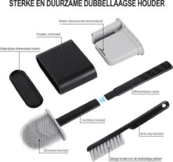 Lopoleis WC Borstel – Toiletborstel – Gesloten Bodem – WC Borstel Met Randreiniger – Siliconen – Zwart – WC Borstel Met Houder – Vrijstaand – Hangend – WC Borstel En Houder -Badkamer Product Winkel 1200x1126 3