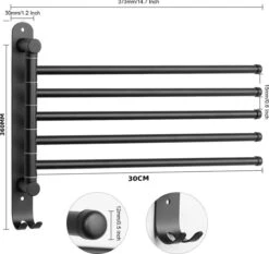 BOTC Handdoekrek - 5-armig Handdoekhouder - Handdoekstang - 180 Graden Verstelbaar - Badkamer - Zwart 12 BOTC Handdoekrek - 5-armig Handdoekhouder - Handdoekstang - 180 Graden Verstelbaar - Badkamer - Zwart -Badkamer Product Winkel 1200x1131