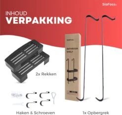 SIAFOSS Doucherek XL Zonder Boren Doucherek Hangend - 100% Stevig - 100% RVS - Hangend Badkamerrekje - Doucherek Aan Douchewand - Badkamer Accessoires - RVS Zwart - 2 Laags - Douchemand -Badkamer Product Winkel 1200x1136 6