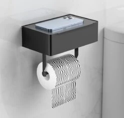 Merkloos Luxe Toiletrolhouder PRO 20.5 X 14.5 X 12 Cm- Planchet Opbergruimte - Plankje & Bakje- WC Rolhouder - Zelfklevend Of Borend - RVS - Waterbestendig -Badkamer Product Winkel 1200x1140 2