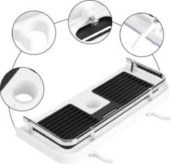 Merkloos Doucherek Zonder Boren –Douchemand- Badkamerrek-Doucheplank- Badkamer Organiser- Doucherek Hangend-Doucherek Zwart – Doucherek Hangend – Badkamer Organizer – Douche Organizer - Doucherekje - Doucherekje Zonder Boren-Zilver-Zwart-Wit -Badkamer Product Winkel 1200x1144 7