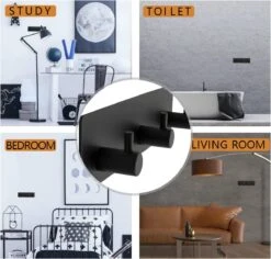 Schäfer & Koch - Handdoekhaakjes - Zelfklevende Haakjes - 2 In 1 - RVS - Mat Zwart -Badkamer Product Winkel 1200x1146 3