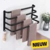 Merkloos Handdoekrek 4-armig | Handdoekrek Badkamer | Handdoekrek Zwart | Handdoekstang | Handdoekhouder | Handdoekenrek | Badkamer Accessoires Zwart | Inclusief Montage | Matte Zwart Collection 2022 -Badkamer Product Winkel 1200x1153 3