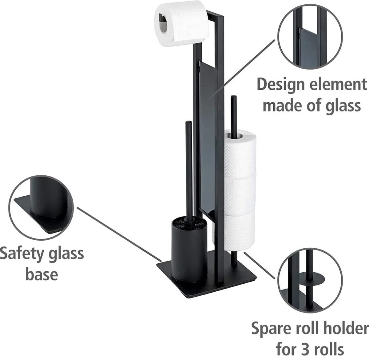 Merkloos Toiletgarnituur | Toiletborstelhouder | Toiletaccessoires | Zwart | Toiletbutler | WC Borstel | Staal 4 Merkloos Toiletgarnituur | Toiletborstelhouder | Toiletaccessoires | Zwart | Toiletbutler | WC Borstel | Staal - Afbeelding 2