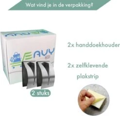 RVS Handdoekhouder 2 Stuks - Zelfklevend - Design Handdoek / Theedoek Klem - Handdoek Klem - Handdoek Haak -Badkamer Product Winkel 1200x1161 2