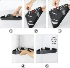 Cgoods Doucherek 2 Laags - Doucherek Zonder Boren - Doucherekje - Douchemandje - Badkamerrek - Badkamer Accessoires - Zwart 16 Cgoods Doucherek 2 Laags - Doucherek Zonder Boren - Doucherekje - Douchemandje - Badkamerrek - Badkamer Accessoires - Zwart -Badkamer Product Winkel 1200x1161 3