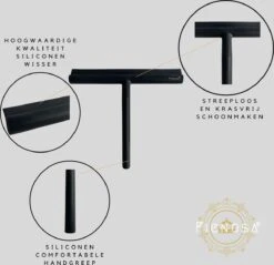 Fienosa Douchewisser Anti Kras Siliconen - Zachte Glashaak - Zwart -Badkamer Product Winkel 1200x1161 6