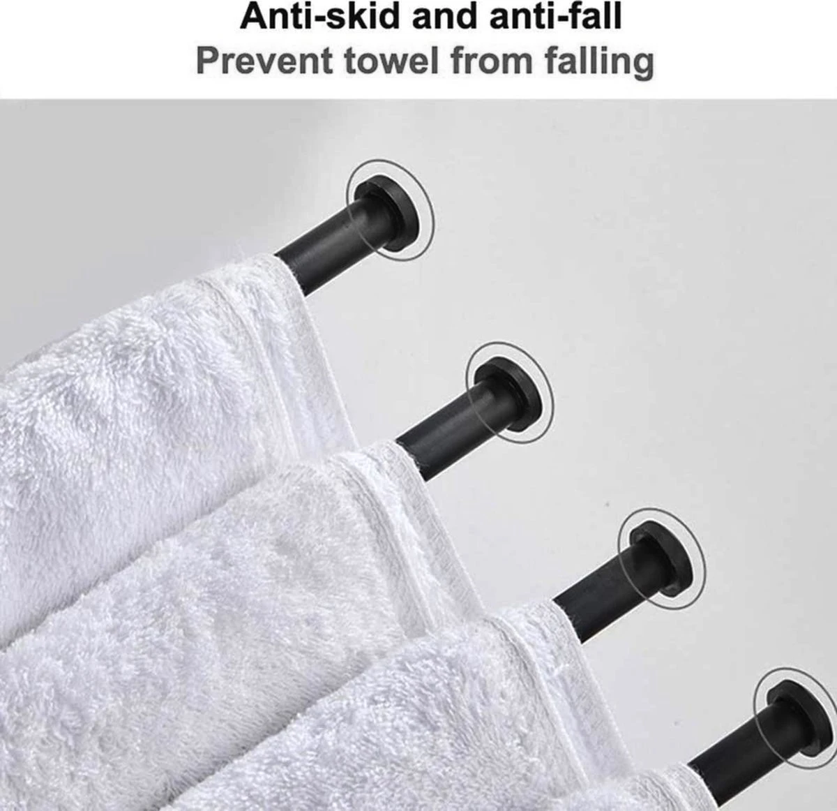 BOTC Handdoekrek - 5-armig Handdoekhouder - Handdoekstang - 180 Graden Verstelbaar - Badkamer - Zwart 4 BOTC Handdoekrek - 5-armig Handdoekhouder - Handdoekstang - 180 Graden Verstelbaar - Badkamer - Zwart - Afbeelding 2