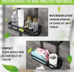 Doucherek Zonder Boren – Doucherek Zwart – Doucherek Hangend – Badkamer Organizer – Douche Organizer - Doucherekje - Doucherekje Zonder Boren -Badkamer Product Winkel 1200x1165 6