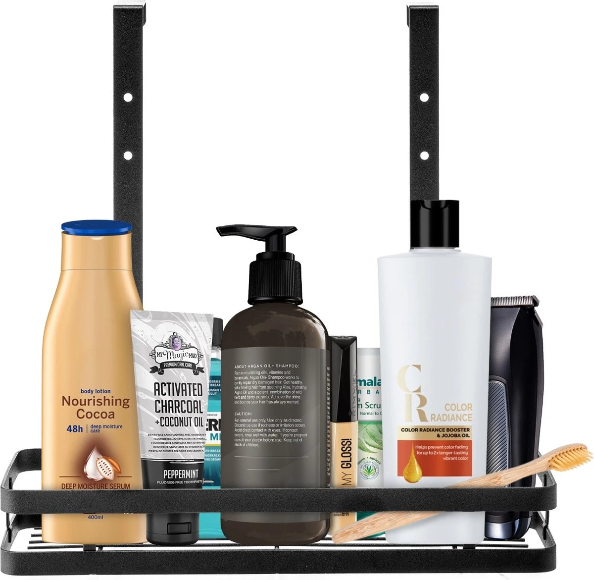 Doucherek Aan Douchewand - Zwart - Doucherekje Hangend - Zonder Boren 3 Doucherek Aan Douchewand - Zwart - Doucherekje Hangend - Zonder Boren