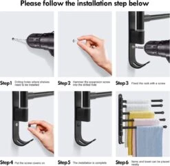 BOTC Handdoekrek - 5-armig Handdoekhouder - Handdoekstang - 180 Graden Verstelbaar - Badkamer - Zwart 14 BOTC Handdoekrek - 5-armig Handdoekhouder - Handdoekstang - 180 Graden Verstelbaar - Badkamer - Zwart -Badkamer Product Winkel 1200x1173 1