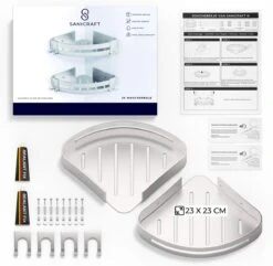 Sanicraft® Doucherekje - Doucherekje Zonder Boren - Geschikt Voor Elk Type Muur - Doucherekje Hangend - Doucheplank - Doucherekje Hoek - Doucherekje Zilver -Badkamer Product Winkel 1200x1173 5