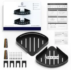Sanicraft® Doucherekje - Doucherekje Zonder Boren - Geschikt Voor Elk Type Muur - Doucherekje Hangend - Doucheplank - Doucherekje Hoek - Doucherekje Zwart -Badkamer Product Winkel 1200x1173 8