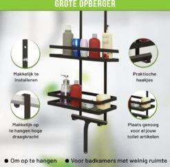 Doucherek Zonder Boren Inclusief Douchewisser - Aan Douchewand - Zwart - Ophangbaar - Zuignap - 2 Laags - Wiper - Shower Rack - Valentijnsdag Cadeau -Badkamer Product Winkel 1200x1175 11