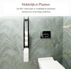 Homestic© - WC Rolhouder Zwart - Balto Industrieel Toiletrolhouder Zonder Boren - Robuuste Toiletrolhouder Met Opslag Voor WC Papier - 70x12x10 CM - Roestvrij Staal - Wit -Badkamer Product Winkel 1200x1175 3