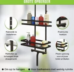 Doucherek Zonder Boren – Doucherek Zwart – Doucherek Hangend – Badkamer Organizer – Douche Organizer - Doucherekje - Doucherekje Zonder Boren -Badkamer Product Winkel 1200x1175 8