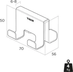 Tiger Caddy - Handdoekhaak Voor Douchecabine - Glaspaneel Dikte 6-8 Mm - 3,5 X 7 X 5 Cm - Dubbel - Zwart -Badkamer Product Winkel 1200x1177