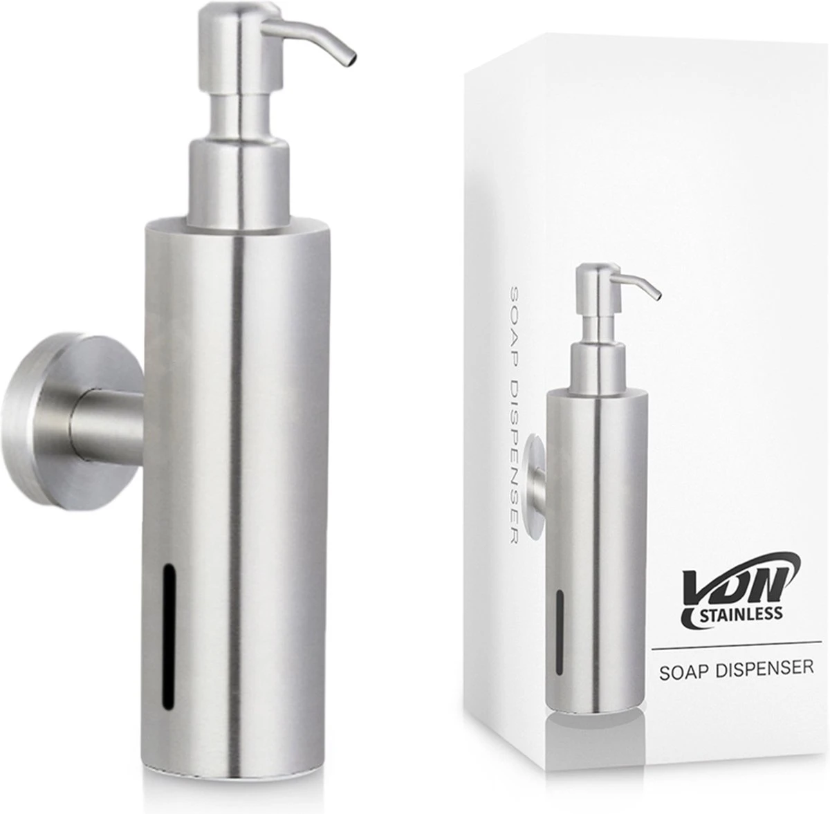 VDN Stainless Zeeppompje - Zeepdispenser Wandmontage - Zilver - Hangend - RVS 8 VDN Stainless Zeeppompje - Zeepdispenser Wandmontage - Zilver - Hangend - RVS - Afbeelding 6