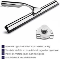 Aquafy Raamwisser RVS - Incl. Douchespons - Douchetrekker Voor Badkamer - Raamwisser Douche - Douchewisser RVS - Luxe Trekker Met Ophanghaak -Badkamer Product Winkel 1200x1180 3