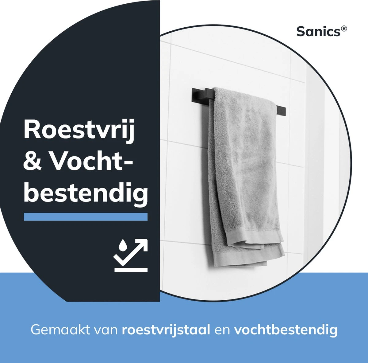 Sanics Handdoekrek Zwart 40 CM – Badkamer Of Keuken – Handdoekstang Zelfklevend – Handdoekhouder 6 Sanics Handdoekrek Zwart 40 CM – Badkamer Of Keuken – Handdoekstang Zelfklevend – Handdoekhouder - Afbeelding 4