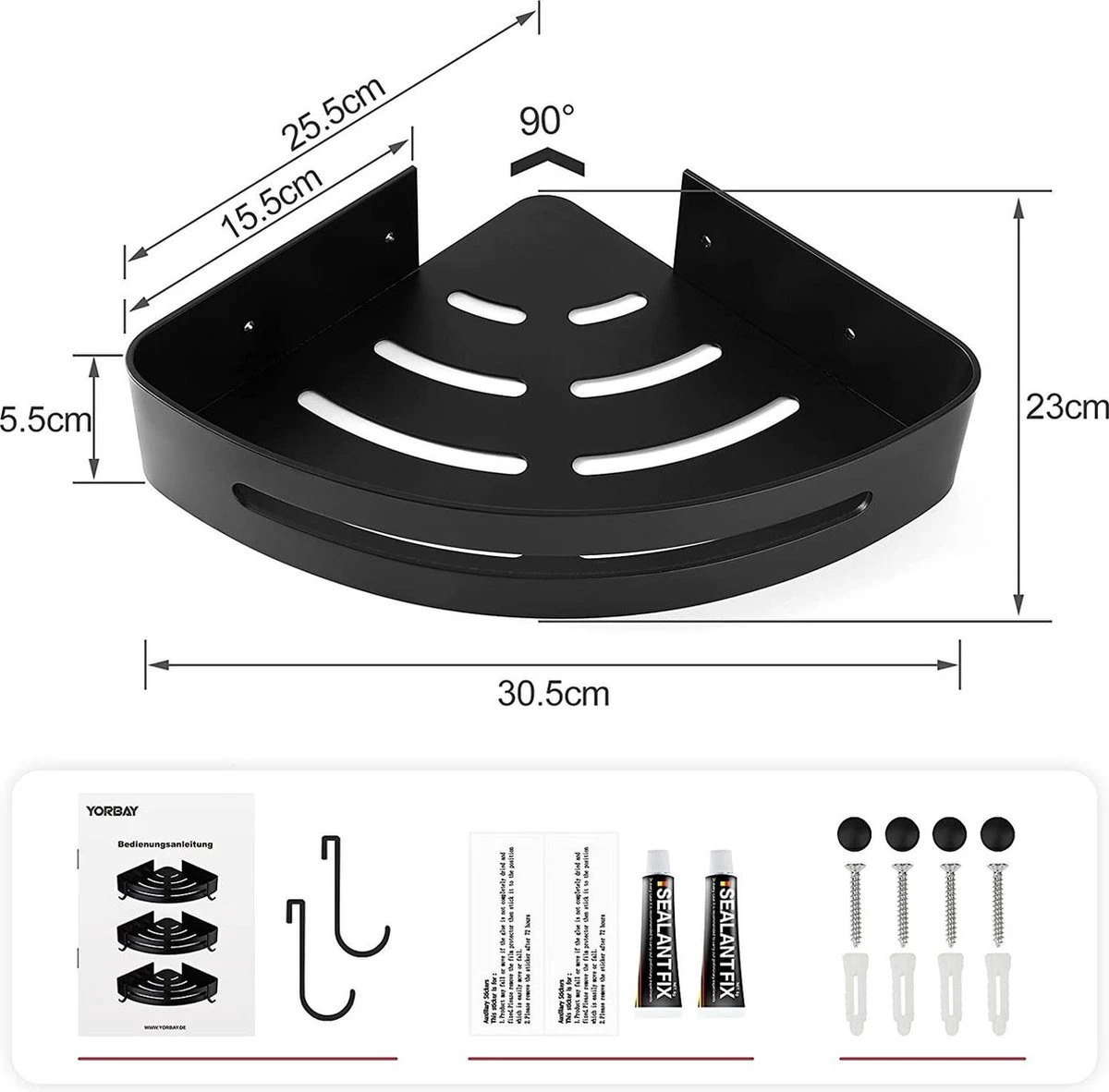 Sens Design Doucherekjes Set Van 3 - Doucherek Zonder Boren - Zwart 12 Sens Design Doucherekjes Set Van 3 - Doucherek Zonder Boren - Zwart - Afbeelding 10