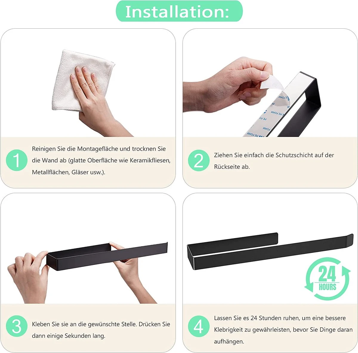 Ankaflex Handdoekrek | 36 Cm | Zelfklevend | Zonder Boren | Handdoekstang | Doucherek | Handdoekhouder | 8 Ankaflex Handdoekrek | 36 Cm | Zelfklevend | Zonder Boren | Handdoekstang | Doucherek | Handdoekhouder | - Afbeelding 6