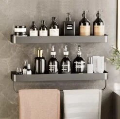 Merkloos Doucherek Zonder Boren 2x 30 Cm – Doucherek – Doucherek Hangend – Badkamerrek – Zonder Boren – IP68 Waterdicht – 4KG Draagkracht – Zwart RVS -Badkamer Product Winkel 1200x1187 5