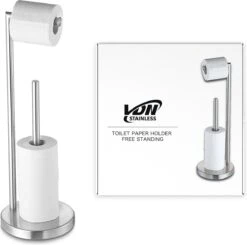 VDN Stainless Wc Rolhouder Staand - Toiletrolhouder En Reserverolhouder - RVS - Geschikt Voor 3+1 WC Papier Rollen - 2 In 1 -Badkamer Product Winkel 1200x1190