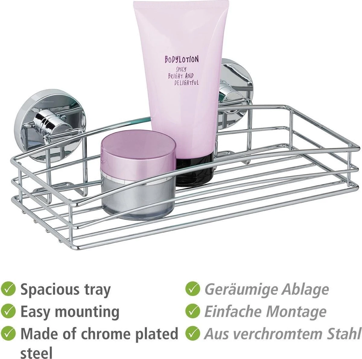 WENKO Vacuum-Loc Doucherek Chroom - Bevestigen Zonder Boren 5 WENKO Vacuum-Loc Doucherek Chroom - Bevestigen Zonder Boren - Afbeelding 3