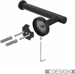 DesignX Toiletrolhouder Zwart - WC Rolhouder - Matte - Papier - Houder - Incl. Schroeven -Badkamer Product Winkel 1200x1194