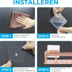 BrandtBergkamp RVS Doucherek 2 Laags – Zonder Boren – Doucherekje Hangend – Badkamerrek Zilver -Badkamer Product Winkel 1200x1194 6