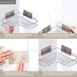 Doucherek Zonder Boren - RVS - Zelfklevend Doucherekje - Hangend – Hoek – Inclusief 2 Muurstickers 18 Doucherek Zonder Boren - RVS - Zelfklevend Doucherekje - Hangend – Hoek – Inclusief 2 Muurstickers -Badkamer Product Winkel 1200x1196 7
