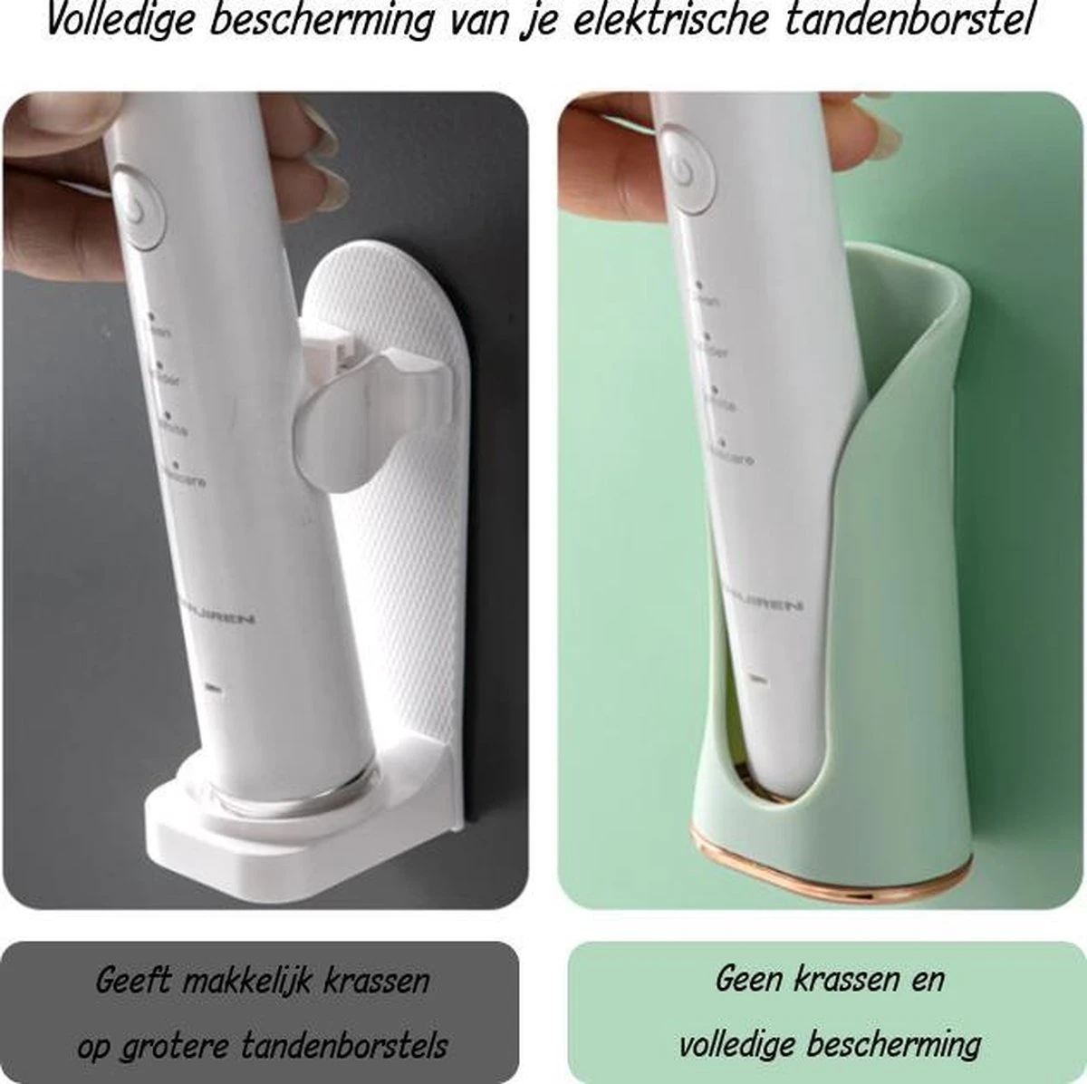 Happy Goodz Houder - Elektrische Tandenborstelhouder - GRIJS 1 Stuk - Flexibele Siliconen - Hangend Aan De Muur Zonder Boren - Geschikt Voor Oral-b & Philips Sonicare - Toothbrush Holder 8 Happy Goodz Houder - Elektrische Tandenborstelhouder - GRIJS 1 Stuk - Flexibele Siliconen - Hangend Aan De Muur Zonder Boren - Geschikt Voor Oral-b & Philips Sonicare - Toothbrush Holder - Afbeelding 6